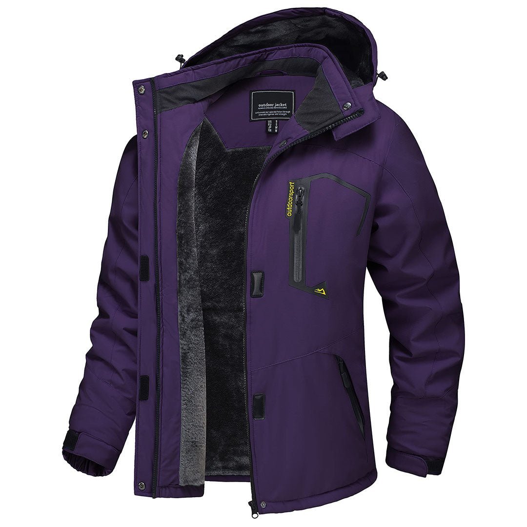 TACVASEN Dark Purple Insulated Fleece Lined Winter Hiking Jacket