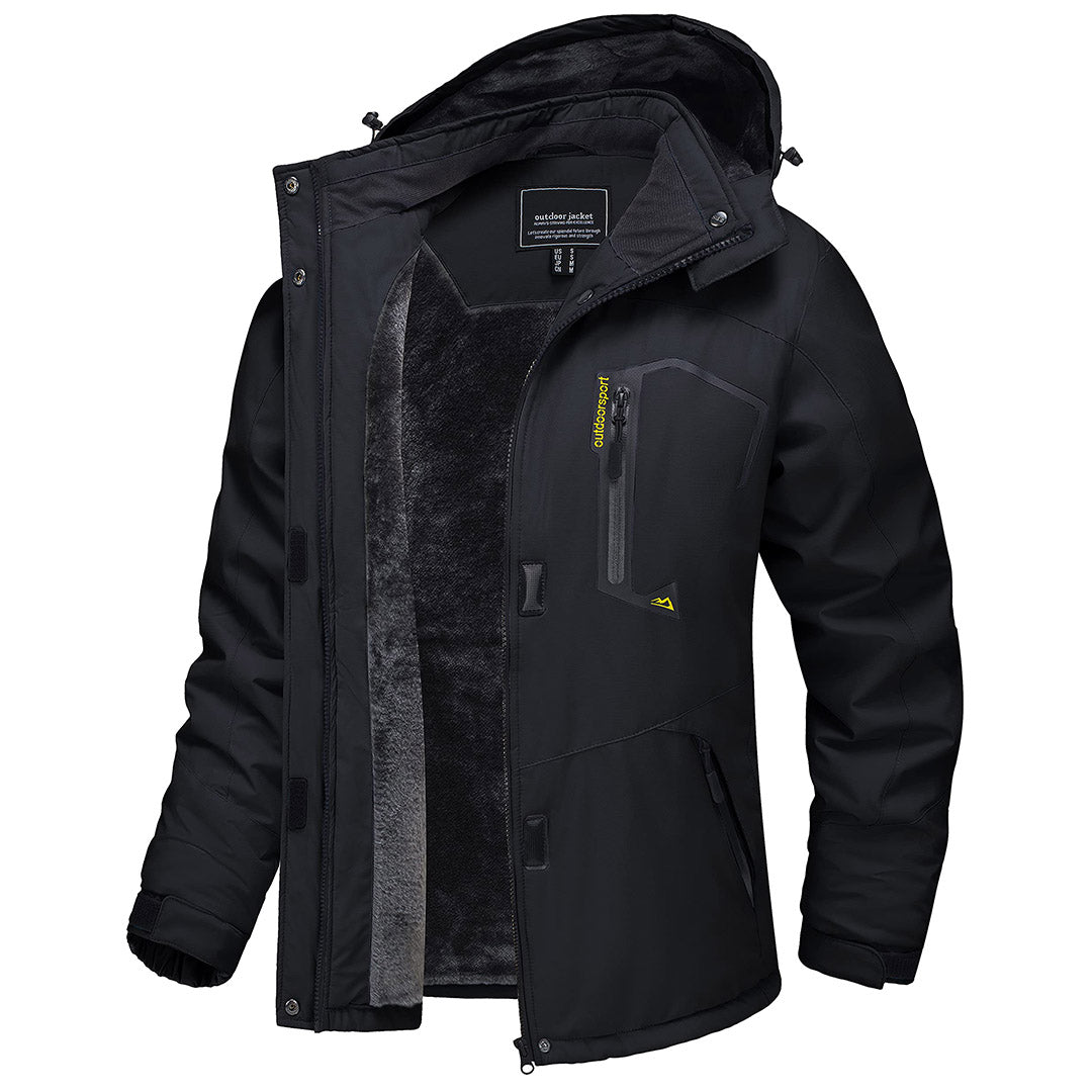 TACVASEN Black Insulated Fleece Lined Winter Hiking Jacket