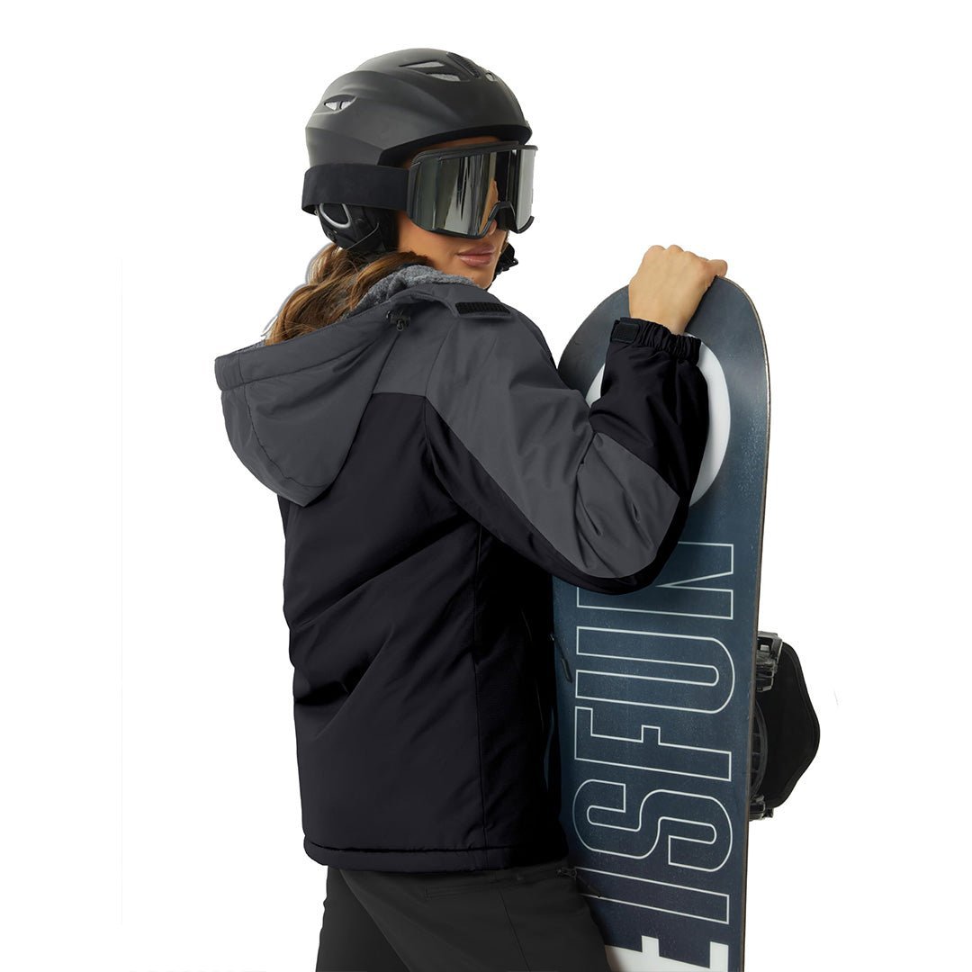 TACVASEN Black Grey Insulated Fleece Lined Winter Hiking Jacket