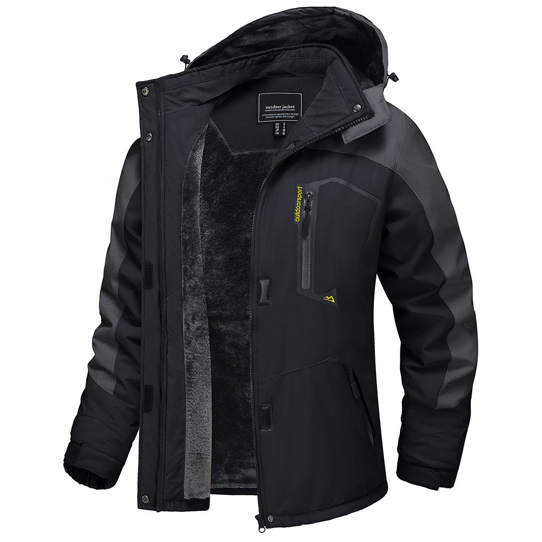 TACVASEN Black Grey Insulated Fleece Lined Winter Hiking Jacket